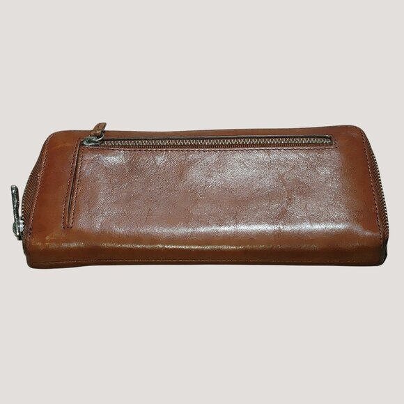 Fossil Vintage Brown Leather Zip Around Wallet Multiple Card Slots Coin Pocket - Picture 6 of 7